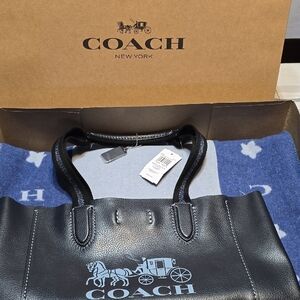 Coach Black Leather Tote Bag